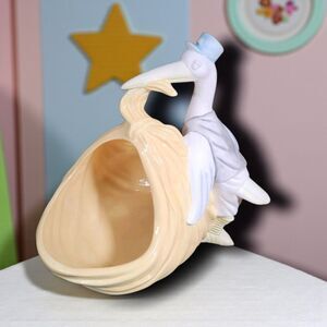 Vintage Atlantic Stork Planter 15" Lg Yellow Baby Shower Nursery Décor Ceramic